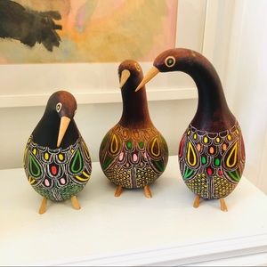 Three vintage South American gourd rattles